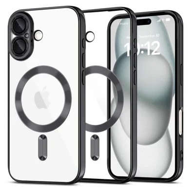 Husa Apple iPhone 13 Pro, Magsafe Electroplating TPU, protectie camera, margini negre