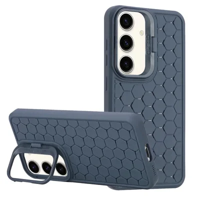 Husa Samsung Galaxy S23, HoneyComb Bracket, functie stand, albastru inchis