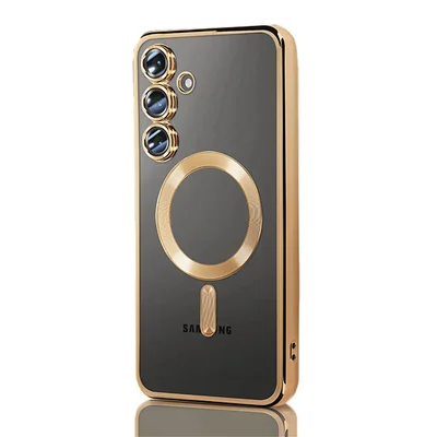 Husa Samsung Galaxy S25 Plus, Electroplating Magsafe TPU, protectie camera, margini aurii