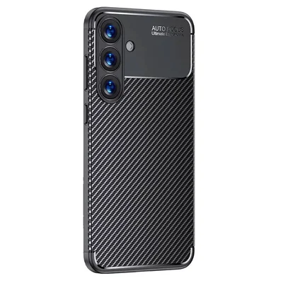 Husa Carbon Fiber pentru Samsung Galaxy S25 Plus, aspect carbon, neagra