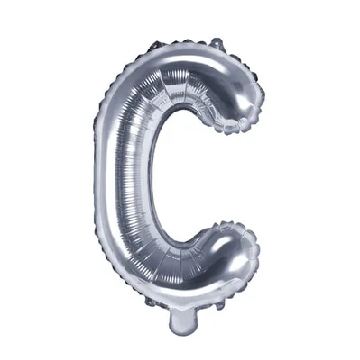 Balon din folie metalizata, 35 cm, argintiu, litera C