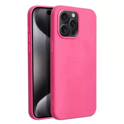 Husa Apple iPhone 15, Luxury Silicone, catifea in interior, roz ciclam