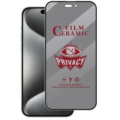 Folie de protectie Apple iPhone 16, Matte Privacy Ceramic, margini negre
