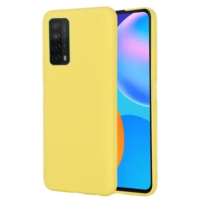 Husa Huawei P Smart 2021 Luxury Silicone, catifea in interior, galbena