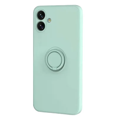 Husa Samsung Galaxy A05, Ring Silicone, inel rotativ, catifea in interior, verde pal