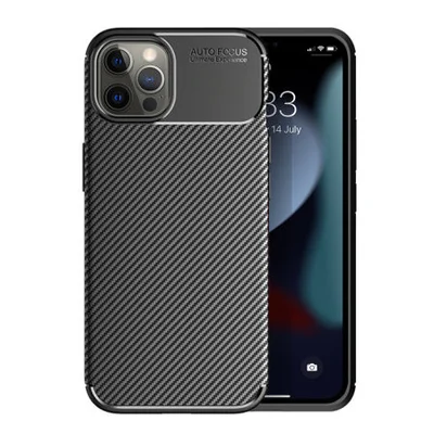 Husa Carbon Fiber pentru Apple iPhone 12 Pro Max, aspect carbon, neagra