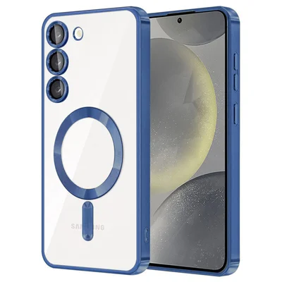 Husa Samsung Galaxy S23 FE, Electroplating Magsafe TPU, protectie camera, albastra