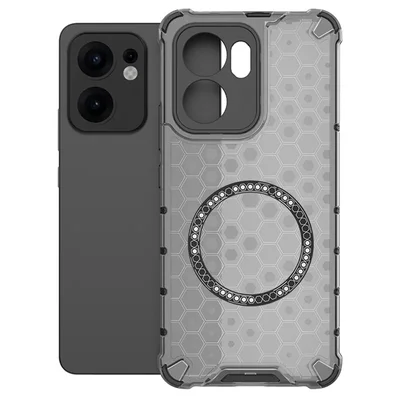 Husa protectie Oppo Reno13 F, Honeycomb Magsafe, colturi ranforsate, gri