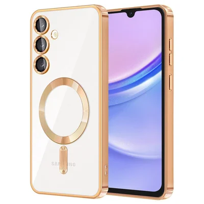 Husa Samsung Galaxy A55 5G, Electroplating Magsafe TPU, protectie camera, margini aurii