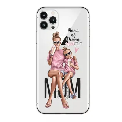 Husa Apple iPhone 13 Pro, Printed Glass, sticla + TPU, model Mama of Drama