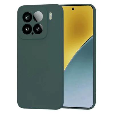 Husa protectie Xiaomi 15, Luxury Silicone, protectie camera, catifea in interior, verde