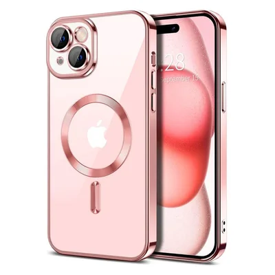 Husa Apple iPhone 12 Pro Max, Magsafe Electroplating TPU, protectie camera, margini rose gold