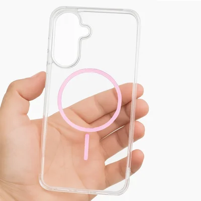 Husa protectie Samsung Galaxy A56, Colorful MagSafe, TPU, clear pink