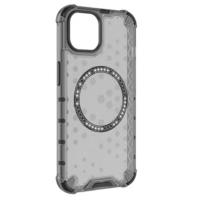 Husa protectie iPhone 12 Pro, Honeycomb Magsafe, colturi ranforsate, gri