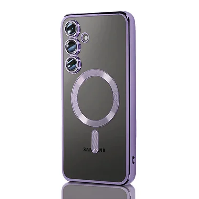 Husa Samsung Galaxy S25, Electroplating Magsafe TPU, protectie camera, margini mov