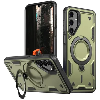 Husa Samsung Galaxy A26, Hybrid Armor MagRing, inel rotativ, verde maslina