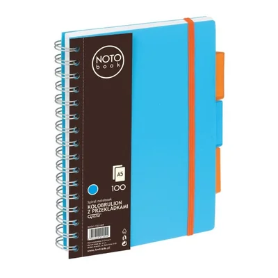 Caiet cu spira A5 Grand, 100 file, matematica, colturi rotunjite, coperta plastic, albastra