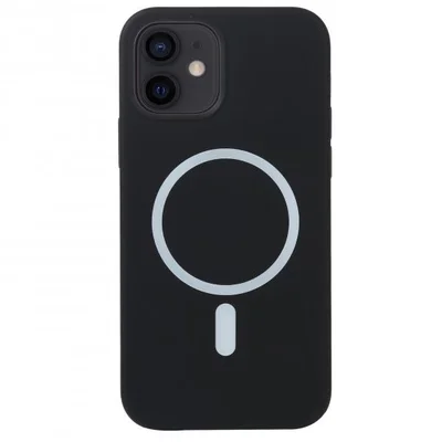 Husa Apple iPhone 14 Pro, Magsafe Silicone, microfibra, neagra