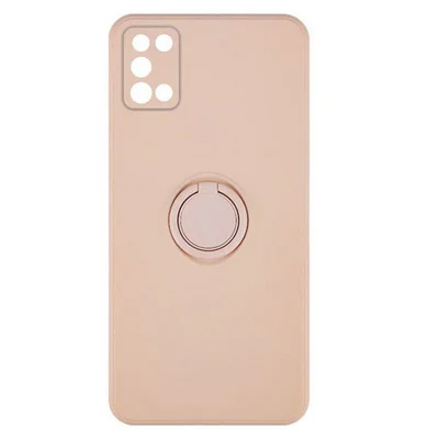 Husa Samsung Galaxy A03s / A02s, Ring Silicone, inel rotativ, catifea in interior, roz pal