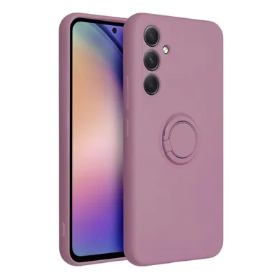 Husa Samsung Galaxy A35, Ring Silicone, inel rotativ, catifea in interior, mov
