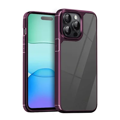 Husa protectie Apple iPhone 14 Pro, Color Shock TPU, margini antisoc, spate transparent, burgundy