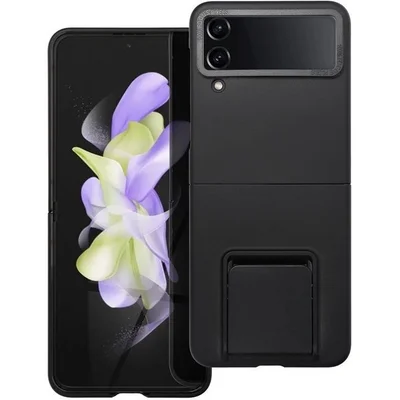 Husa protectie Samsung Galaxy Z Flip4 5G, policarbonat, pliere tridimensionala, stand expunere, neagra