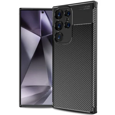 Husa Samsung Galaxy S24 Ultra, Carbon Fiber, aspect carbon, neagra