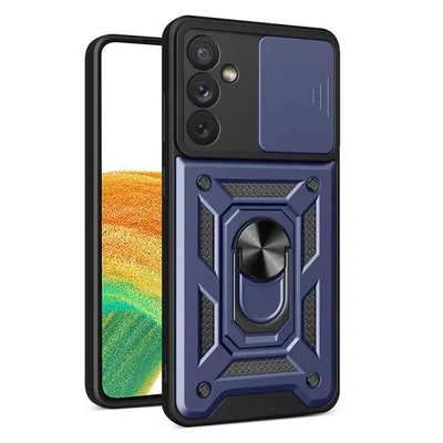 Husa Xiaomi Redmi Note 14 Pro 5G, Camshield Armor, inel sustinere, protectie camera, albastra