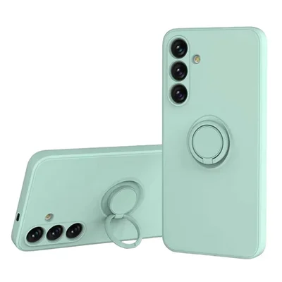 Husa Samsung Galaxy A05s, Ring Silicone, inel rotativ, catifea in interior, verde pal