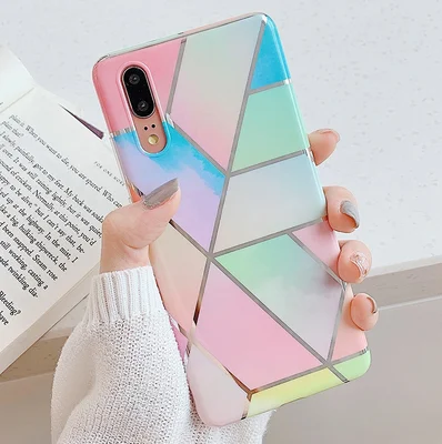 Husa protectie Geometric Marble pentru Huawei P30 Lite, model 1