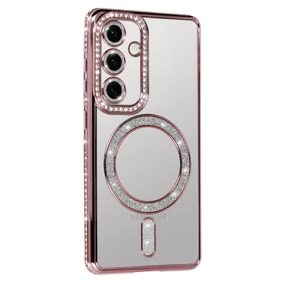Husa Samsung Galaxy A36, Electroplating Bling Magsafe, protectie camera, rose gold