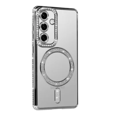 Husa Apple iPhone 17 Air, Electroplating Bling Magsafe, protectie camera, argintie