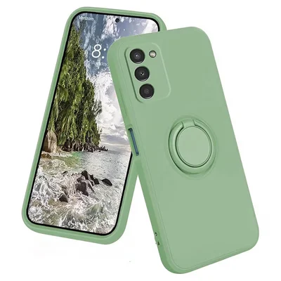 Husa Samsung Galaxy A35, Ring Silicone, inel rotativ, catifea in interior, verde maslina
