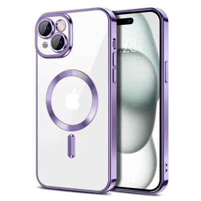 Husa Apple iPhone 14 Pro Max, Magsafe Electroplating TPU, protectie camera, margini mov