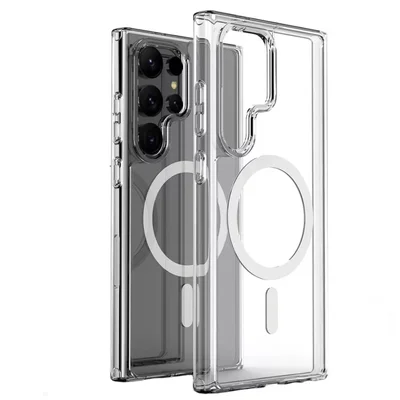 Husa protectie Samsung Galaxy S25 Ultra, compatibila MagSafe, hybrid PC + TPU, transparenta