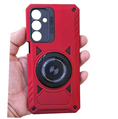 Husa Samsung Galaxy A25, Rotating Bracket, protectie camera, prindere magnetica, rosie