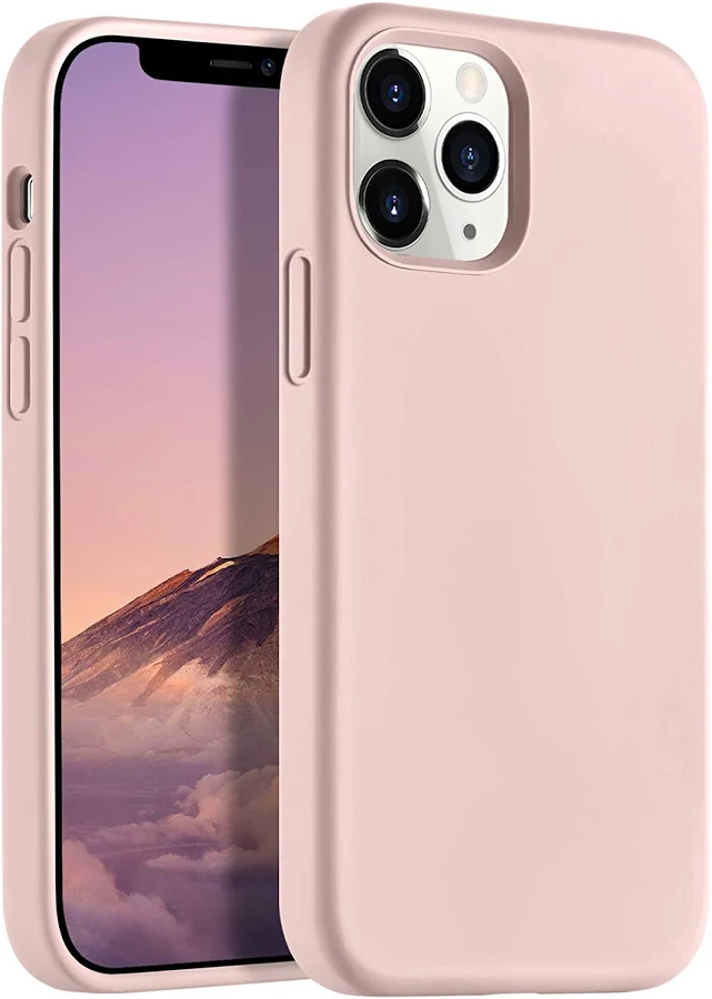 Husa Apple iPhone 12 Pro Max Luxury Silicone, catifea in interior, roz pal