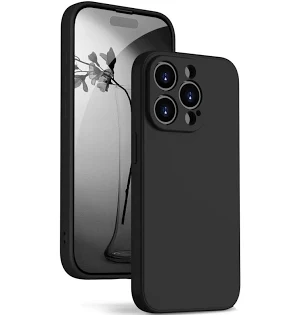 Husa Apple iPhone 14 Pro Max, Luxury Silicone, catifea in interior, protectie camere, neagra