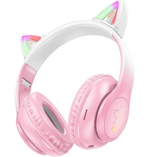 Casti Wireless Hoco W42, Over Ear, BT 5.3, 180h StandBy, 400 mAh, Kids, Cherry Blossom