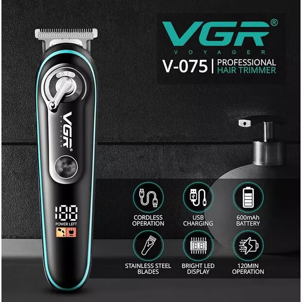 Aparat de tuns VGR V075, acumulator incorporat, afisaj LED