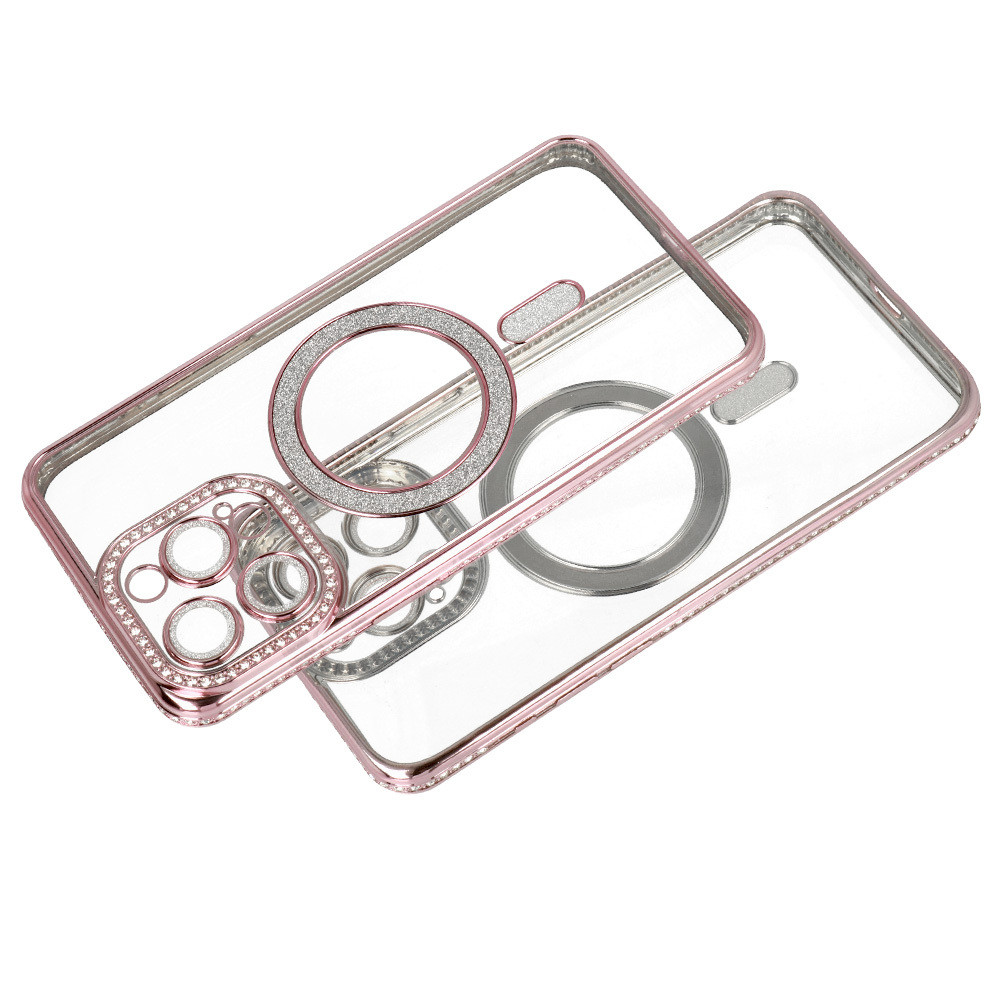 Husa Samsung Galaxy A36, Electroplating Bling Magsafe, protectie camera, rose gold 2