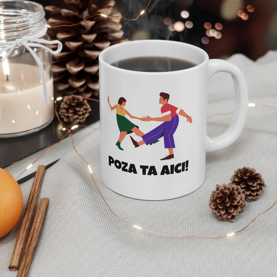 Cana ceramica personalizata cu poza ta, 330 ml, alba 2