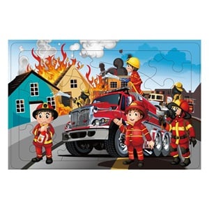Puzzle Vehicul Pompieri & Pompieri (24 de piese)