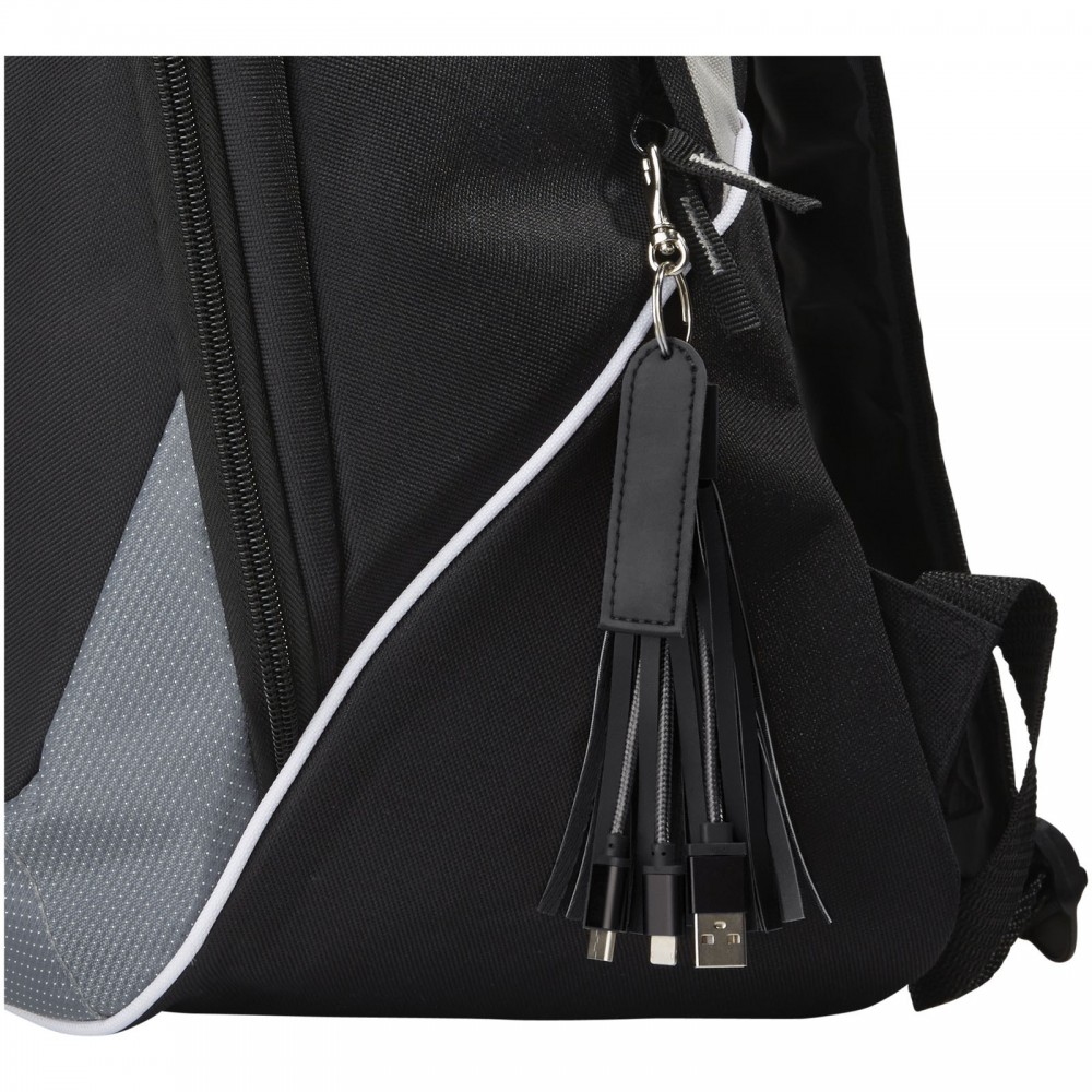 Cablu de incarcare tip breloc ciucure cu 3 capete (Lightning, Type-C, MicroUSB), negru 3