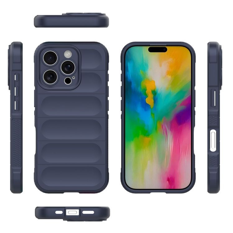 Husa Apple iPhone 16 Pro, Wave Silicone, protectie camera, catifea in interior, navy blue 3