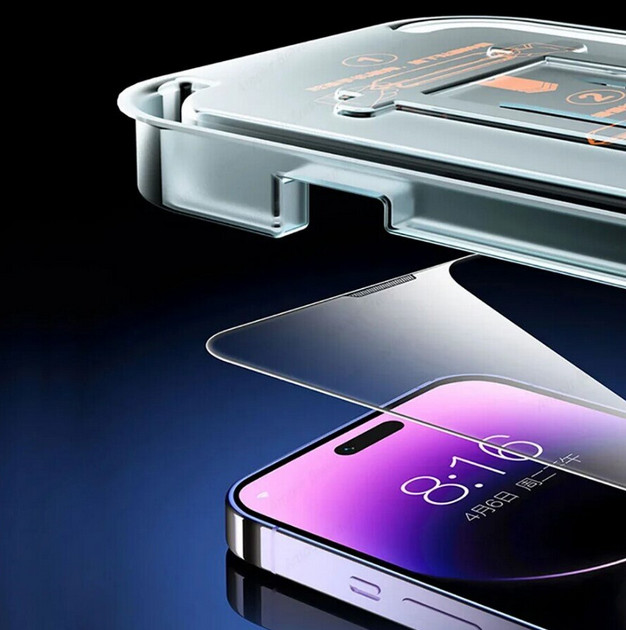 Folie sticla Apple iPhone 14 Pro, Full Glue Premium Glass, ESD, kit instalare rapida, margini negre 2