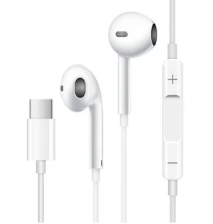 Casti audio cu microfon JXL-263, conector Type-C, albe
