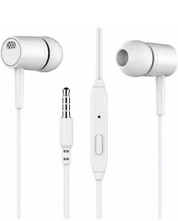 Casti audio cu microfon D21, conector jack 3.5 mm, cablu 1.2 m, albe