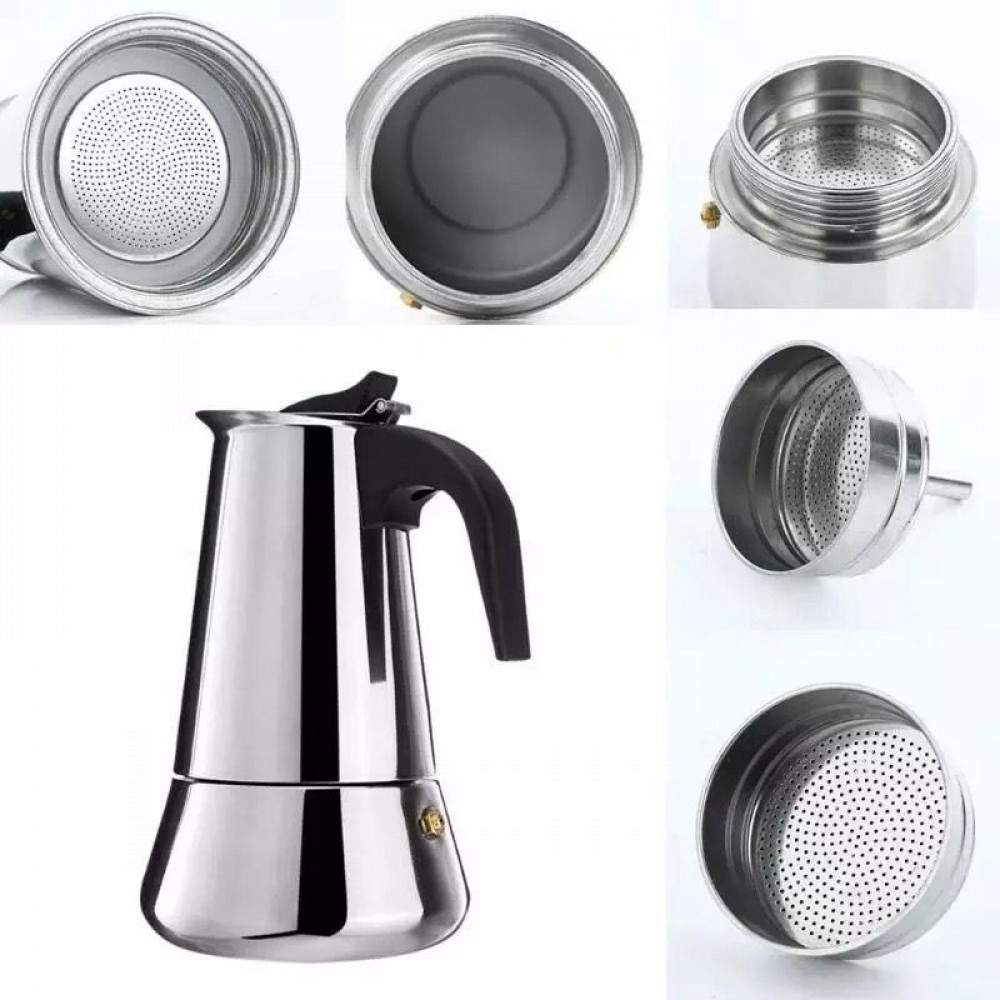 Cafetiera, espresso maker, otel inoxidabil, 300 ml, 6 cesti 4