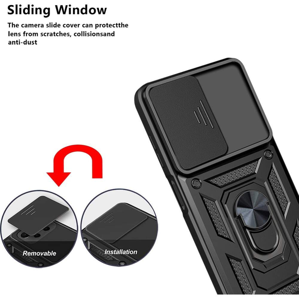 Husa Samsung Galaxy S24 Ultra, Camshield Armor, inel sustinere, protectie camera, neagra 4